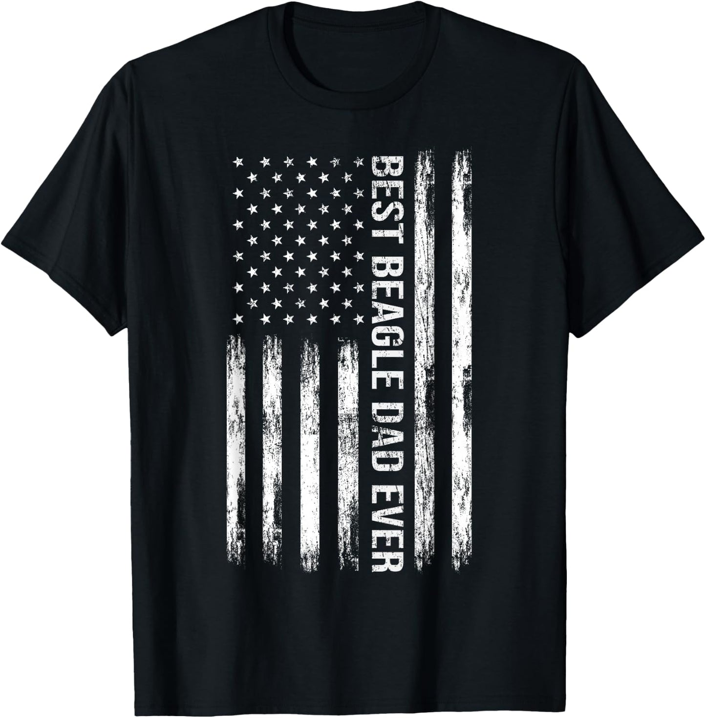Best Beagle Dad Ever Dog Lover American Flag Patriotic T-Shirt - T-Shirt | Black