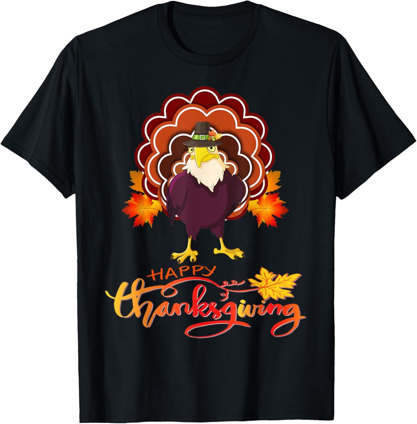 Funny eagle Turkey Happy Thanksgiving T-Shirt - T-Shirt | Black
