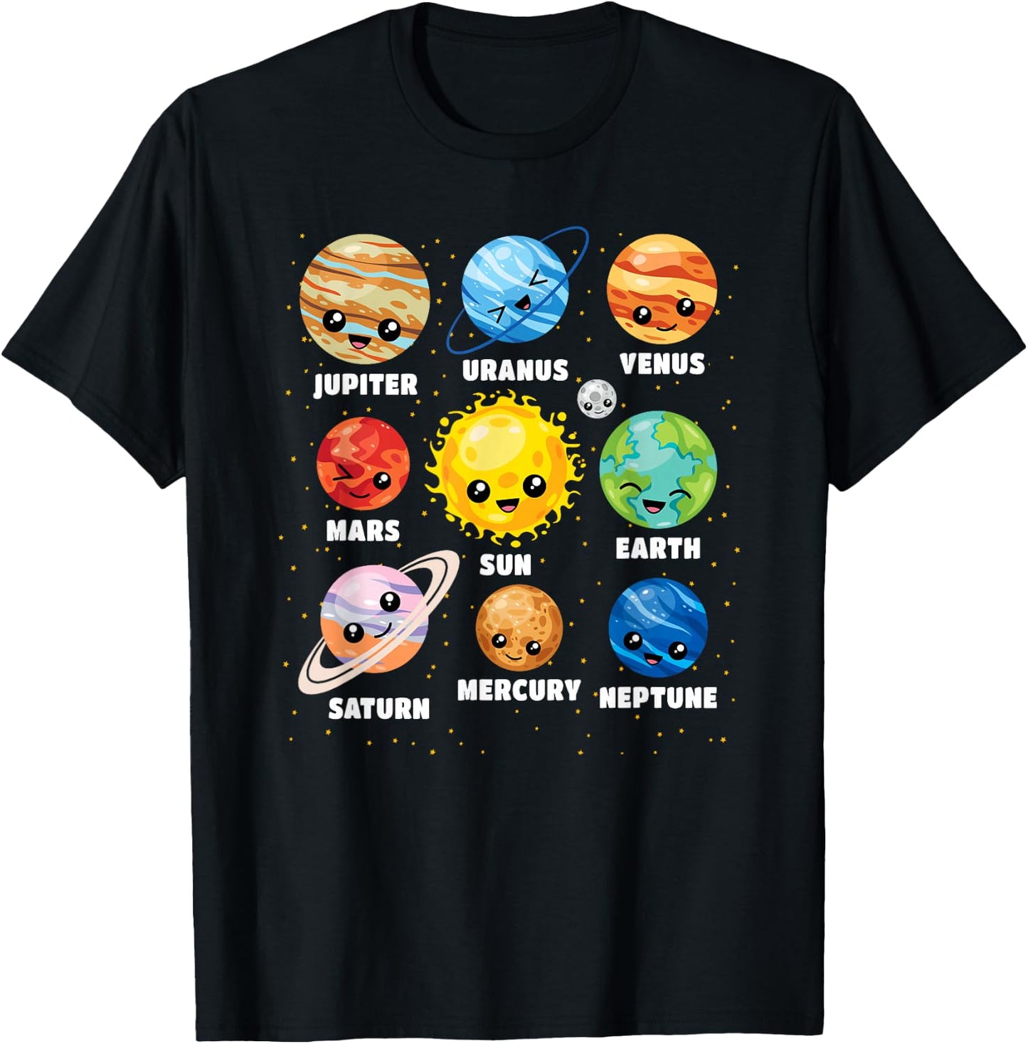 Funny Solar System Universe Space Planet Boys Girls Kids T-Shirt - T-Shirt | Black