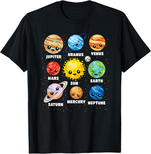 Funny Solar System Universe Space Planet Boys Girls Kids T-Shirt - T-Shirt | Black