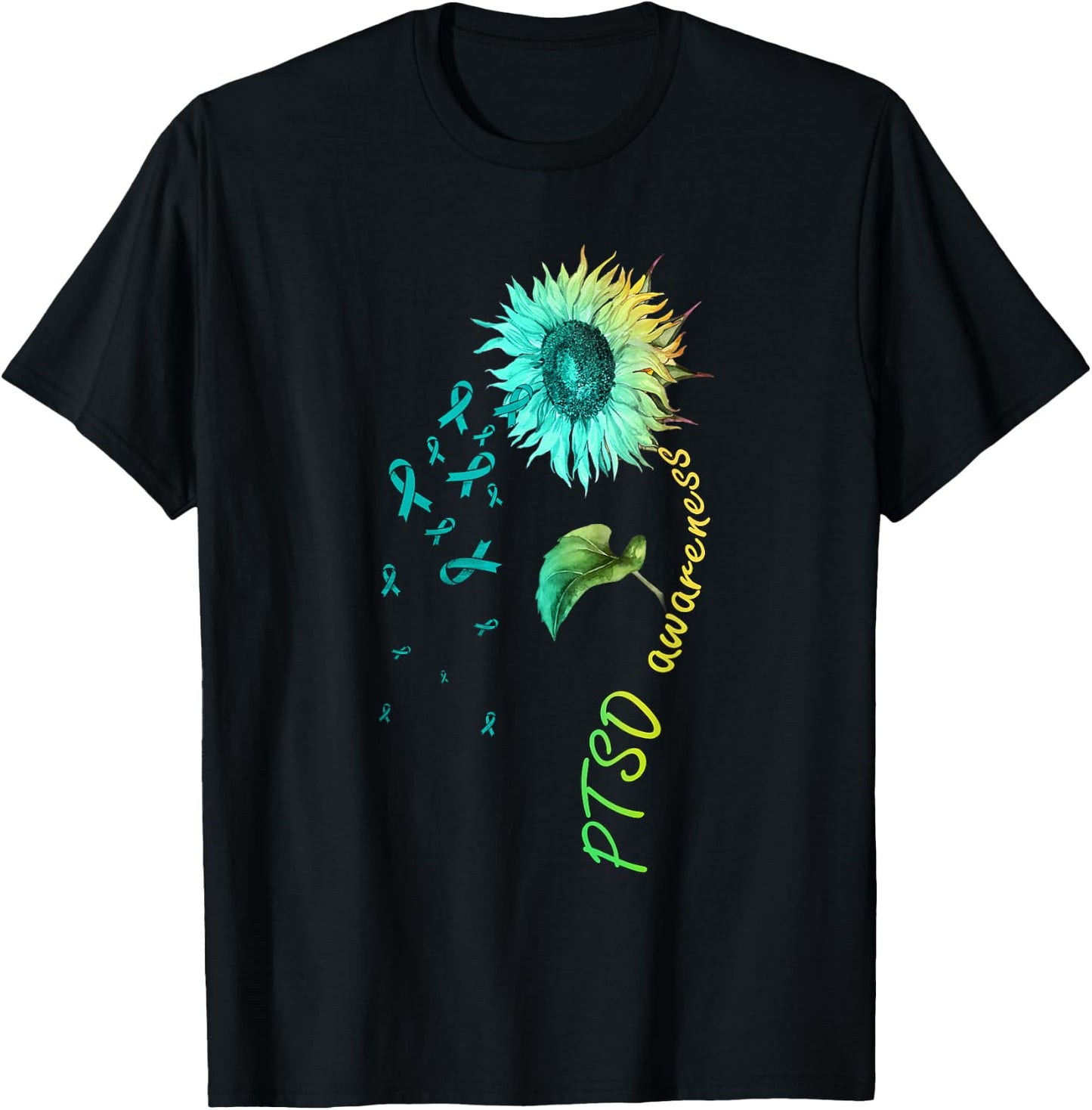 PTSD Awareness Sunflower T-Shirt - T-Shirt | Black
