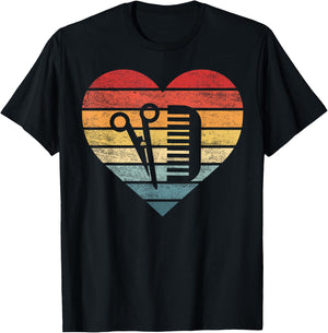 Barber Hairdresser Gifts Retro Sunset Scissors Hair Stylist T-Shirt - T-Shirt | Black