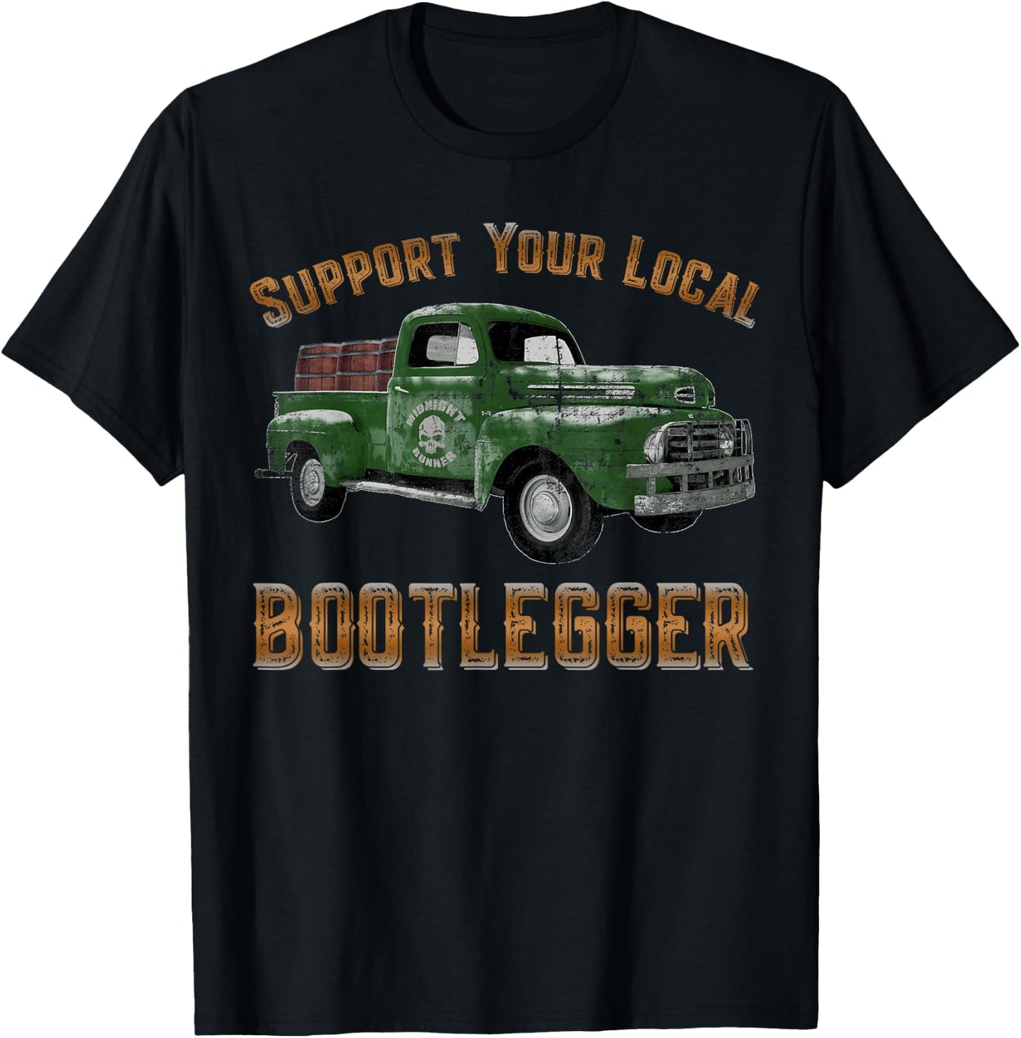 Retro Moonshiner Heritage Store Vintage Support Your Local Bootlegger Funny Moonshine T-Shirt - T-Shirt | Black