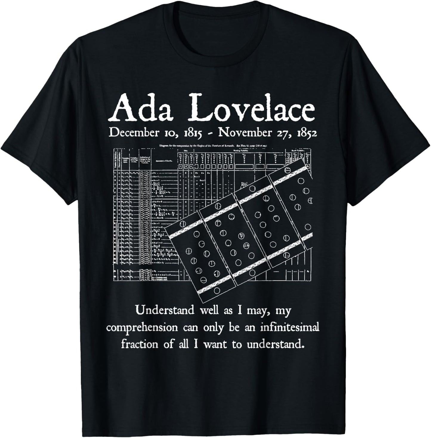 Nerdy Vintage Ada Lovelace Computer Science Math Teacher T-Shirt - T-Shirt | Black
