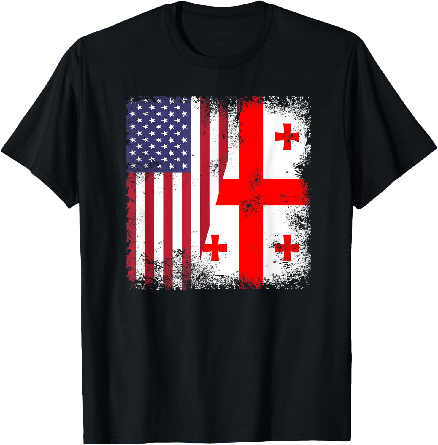 Half Georgian Flag | Vintage Georgia USA Gift T-Shirt - T-Shirt | Black