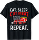 Eat Sleep Cut Meat Repeat T-Shirt - T-Shirt | Black