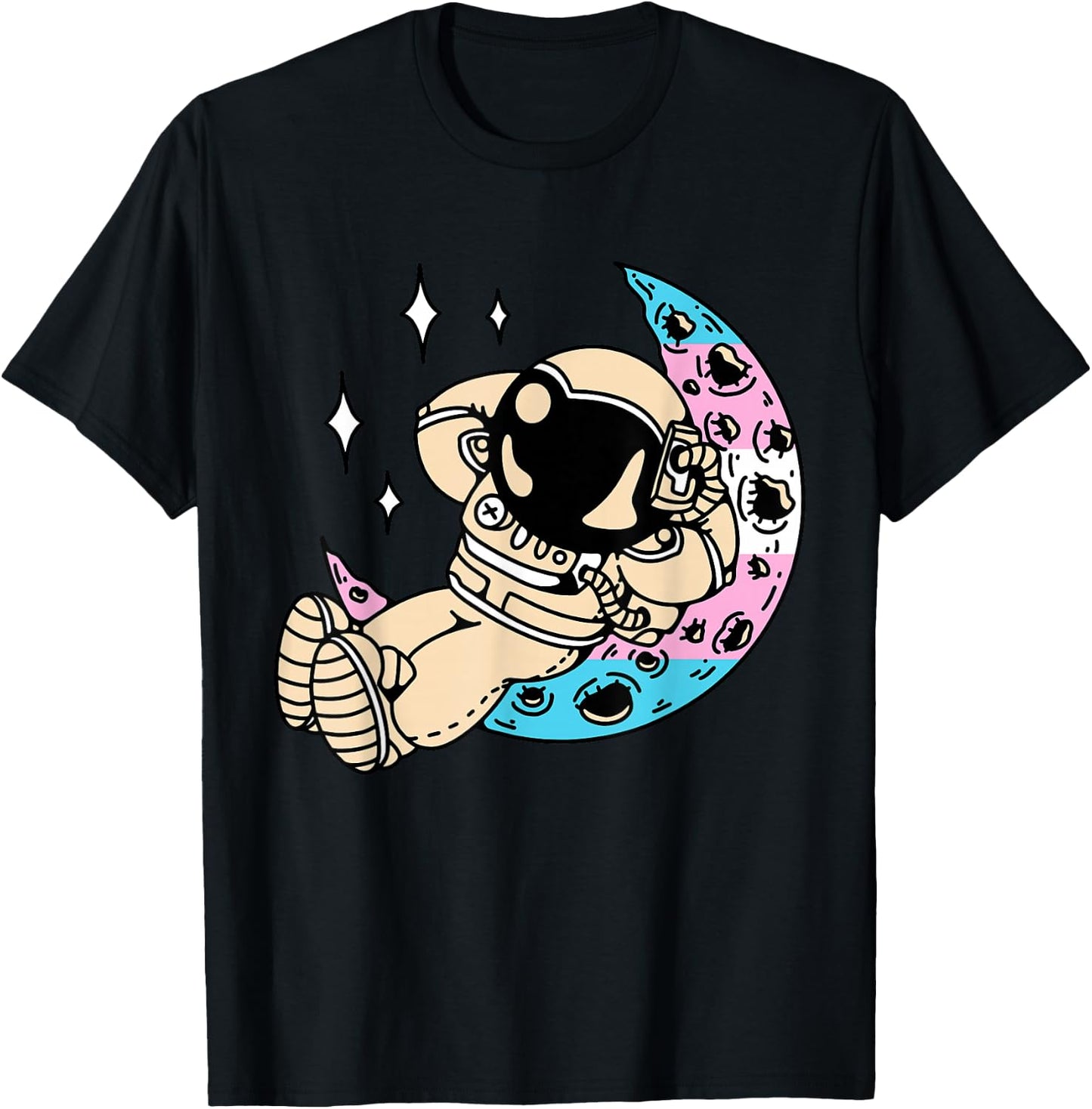 Transgender Astronaut LGBT-Q Space-man Moon Trans Pride Flag T-Shirt - T-Shirt | Black