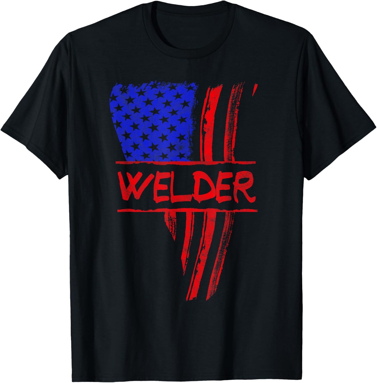 Welder American Flag Welding Gift Triangular Usa Patriotic T-Shirt - T-Shirt | Black