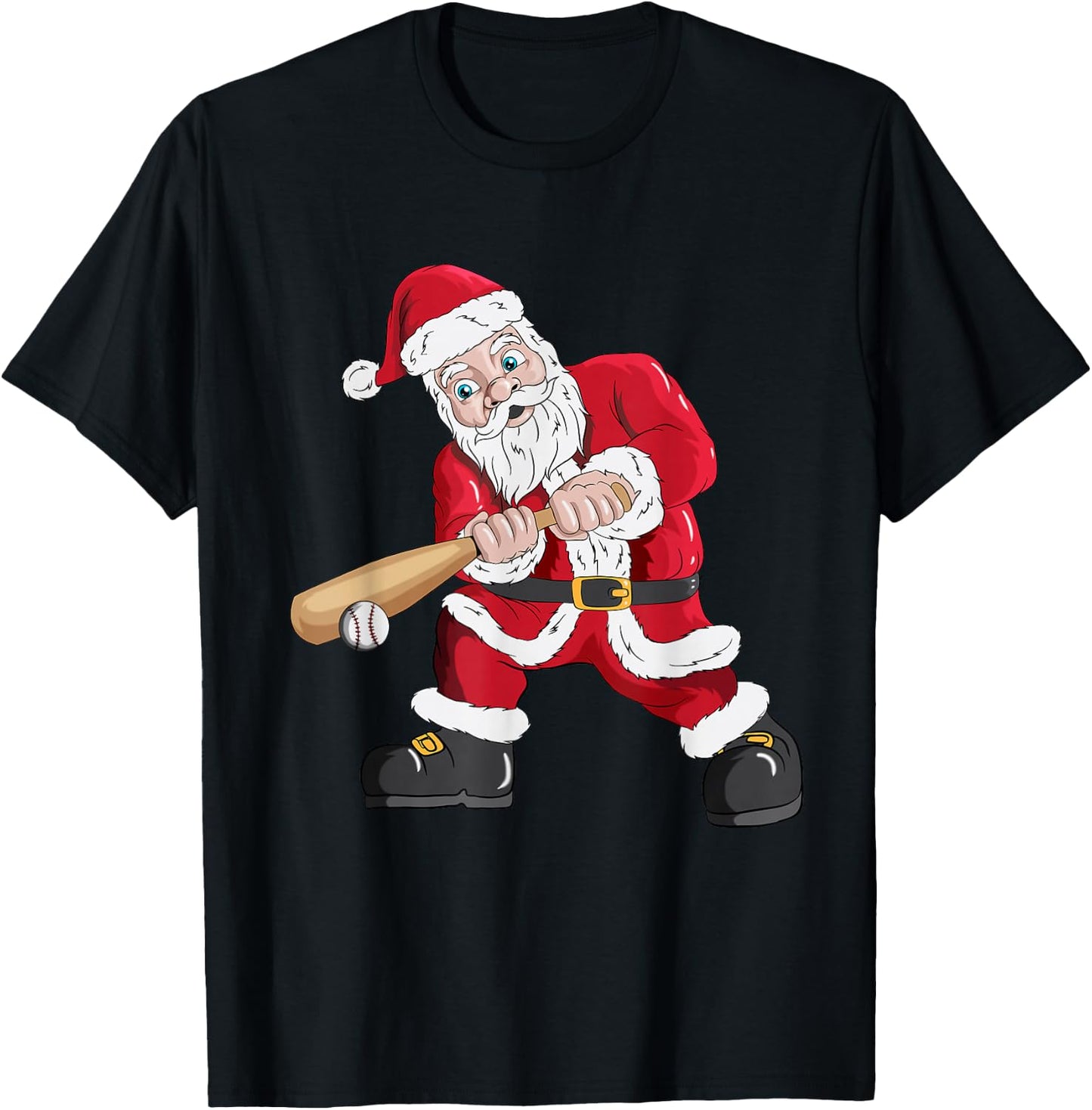 Christmas Santa Claus With Baseball Bat Baseball T-Shirt - T-Shirt | Black