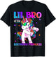 Lil Bro Of Birthday Princess Flossing Unicorn Lil Brother T-Shirt - T-Shirt | Black