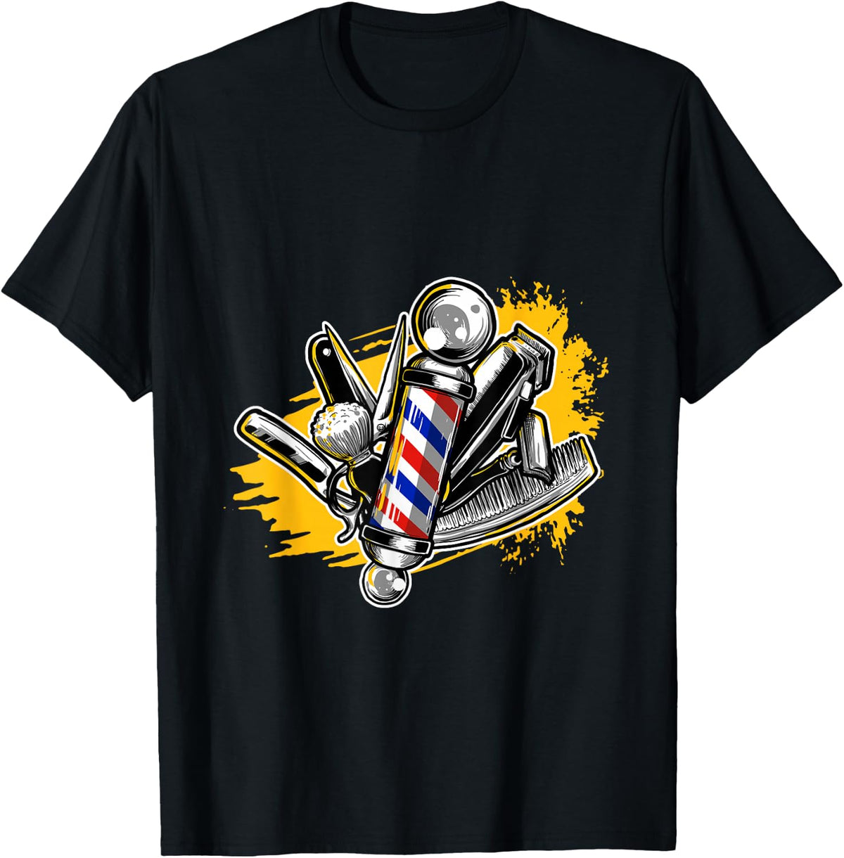 Lustige Friseur Barber Geschenke Barber Barbershop Pole Tools - Men's Black Small Modern Short Sleeve Cotton Blend - Hairdressers, Barbers, Salon Professionals T-Shirt - T-Shirt | Black