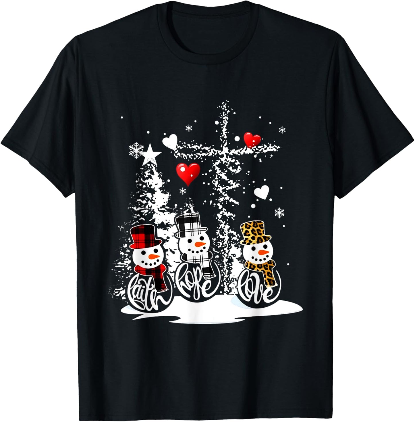 Jesus Christmas Season Faith Love Snowman Christian T-Shirt - T-Shirt | Black
