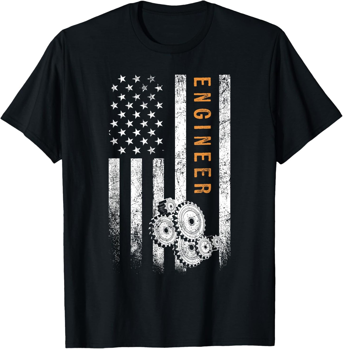 Engineer American Flag Design Engineering T-Shirt - T-Shirt | Black