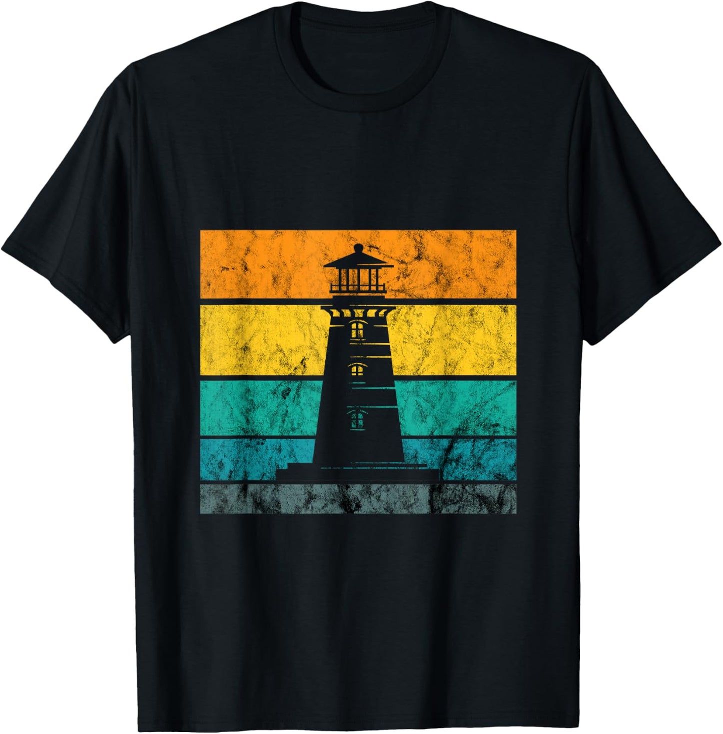 Lighthouse Retro Vintage Beach Seaside Life Sailing Sea T-Shirt - T-Shirt | Black