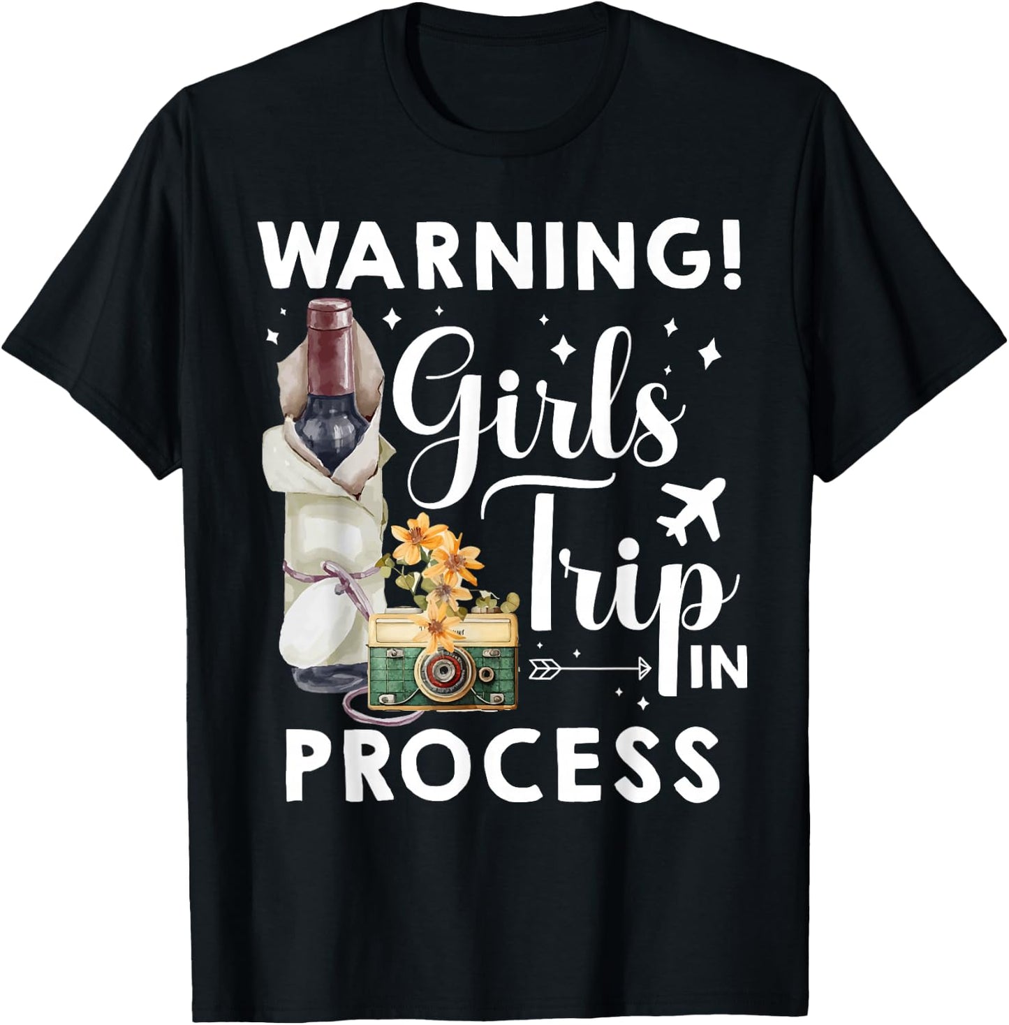 Warning Girls Trip 2026 Progress Cute Beach Summer Vacation T-Shirt - T-Shirt | Black