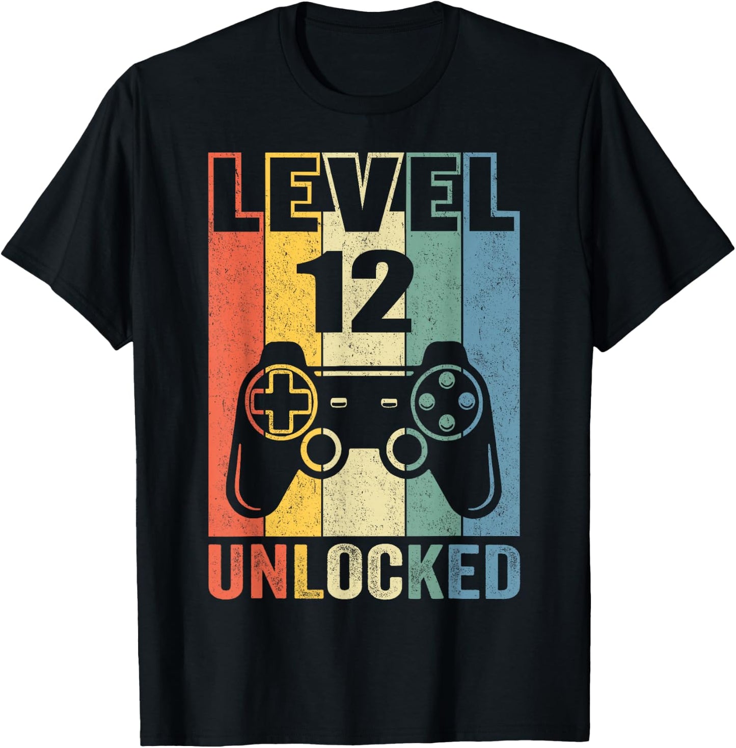Level 12 Unlocked Shirt Funny Video Gamer 12th Birthday Gift T-Shirt - T-Shirt | Black