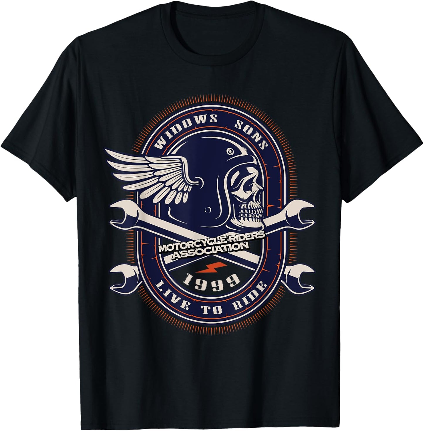 Widows Sons Crossed Wrenches & Flying Skull WSMRA T-Shirt - T-Shirt | Black