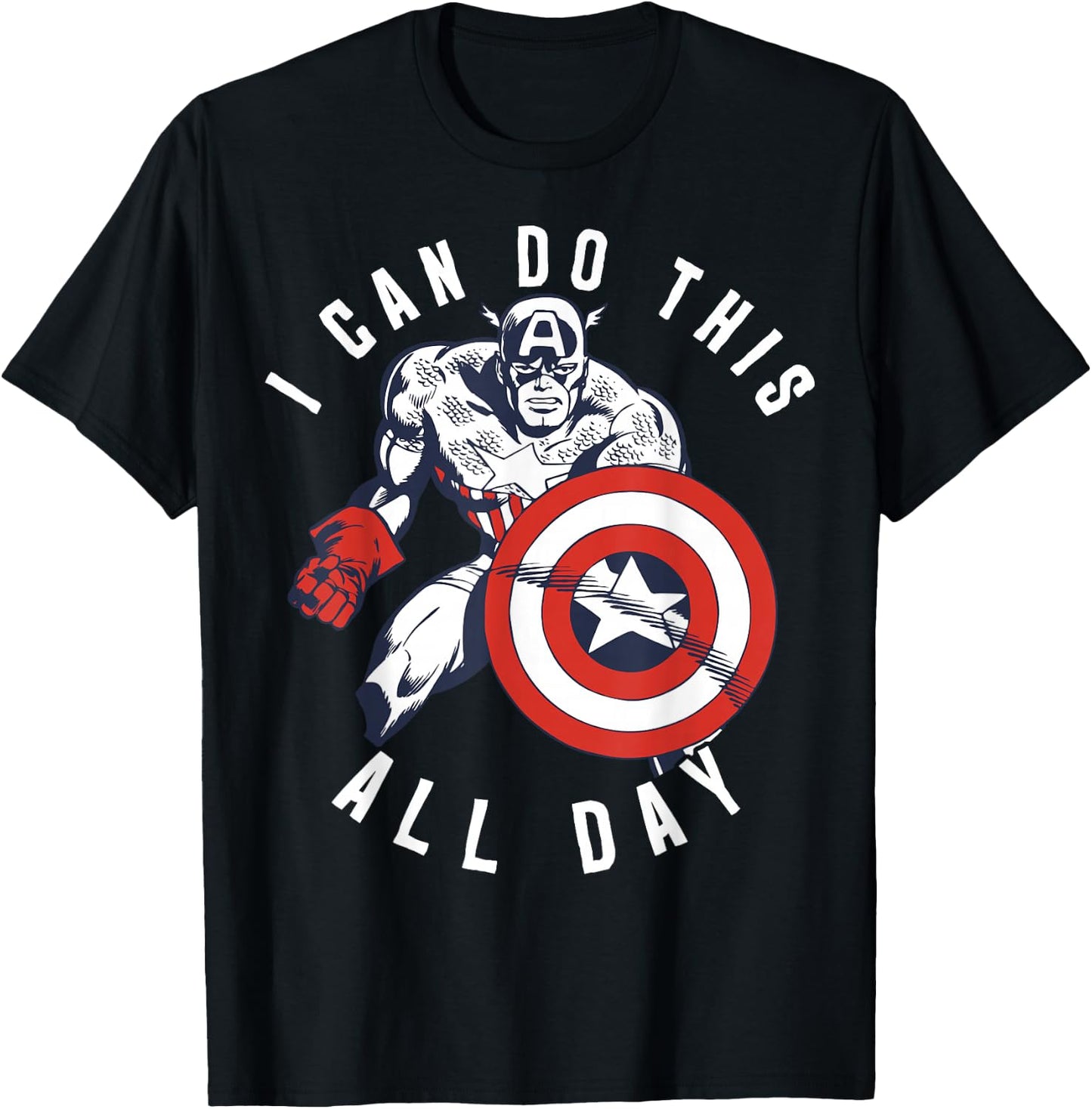 Marvel Captain America Do This All Day Vintage Portrait T-Shirt - T-Shirt | Black