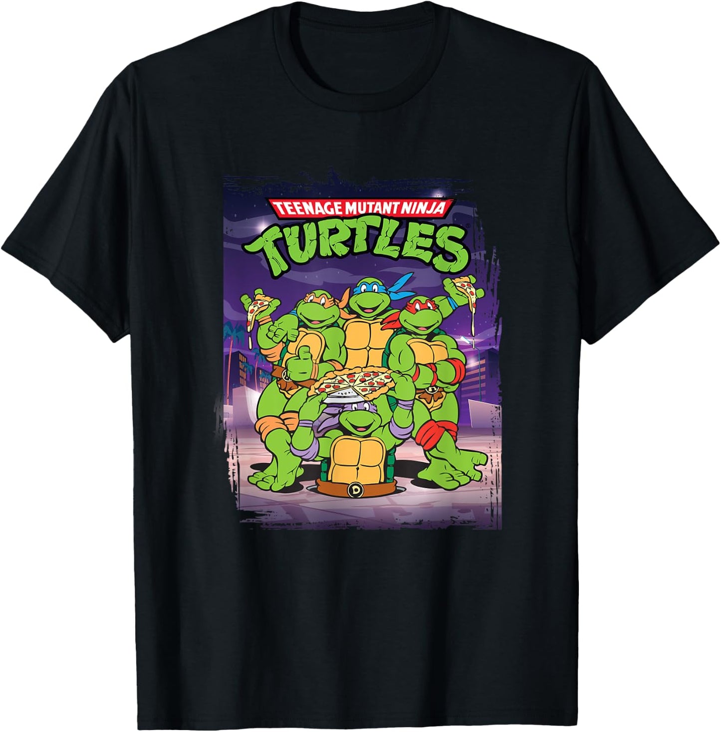 Mademark Black Classic Fit Short Sleeve Teenage Mutant Ninja Turtles Retro T-Shirt - T-Shirt | Black