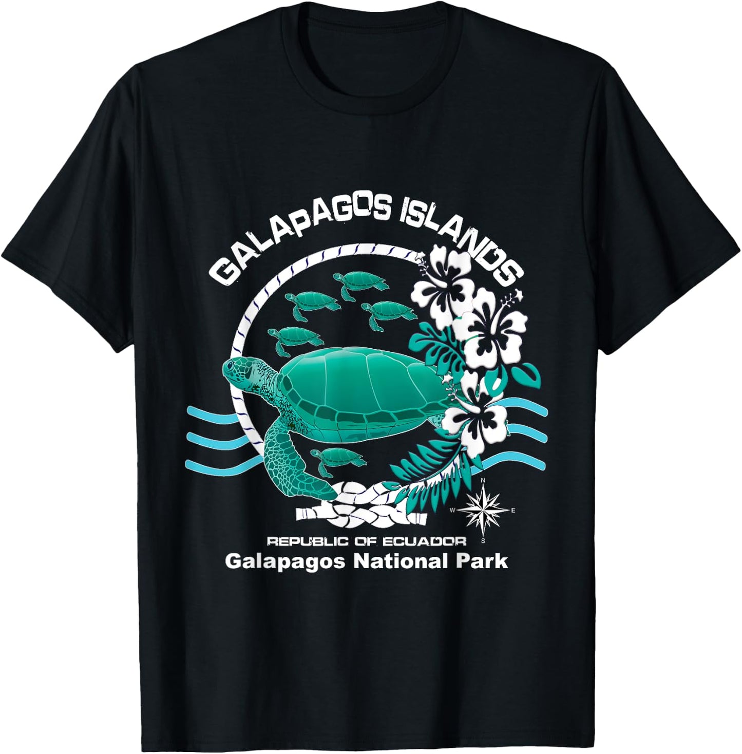 Galapagos National Park Ocean Reserve Green Sea Turtle T-Shirt - T-Shirt | Black
