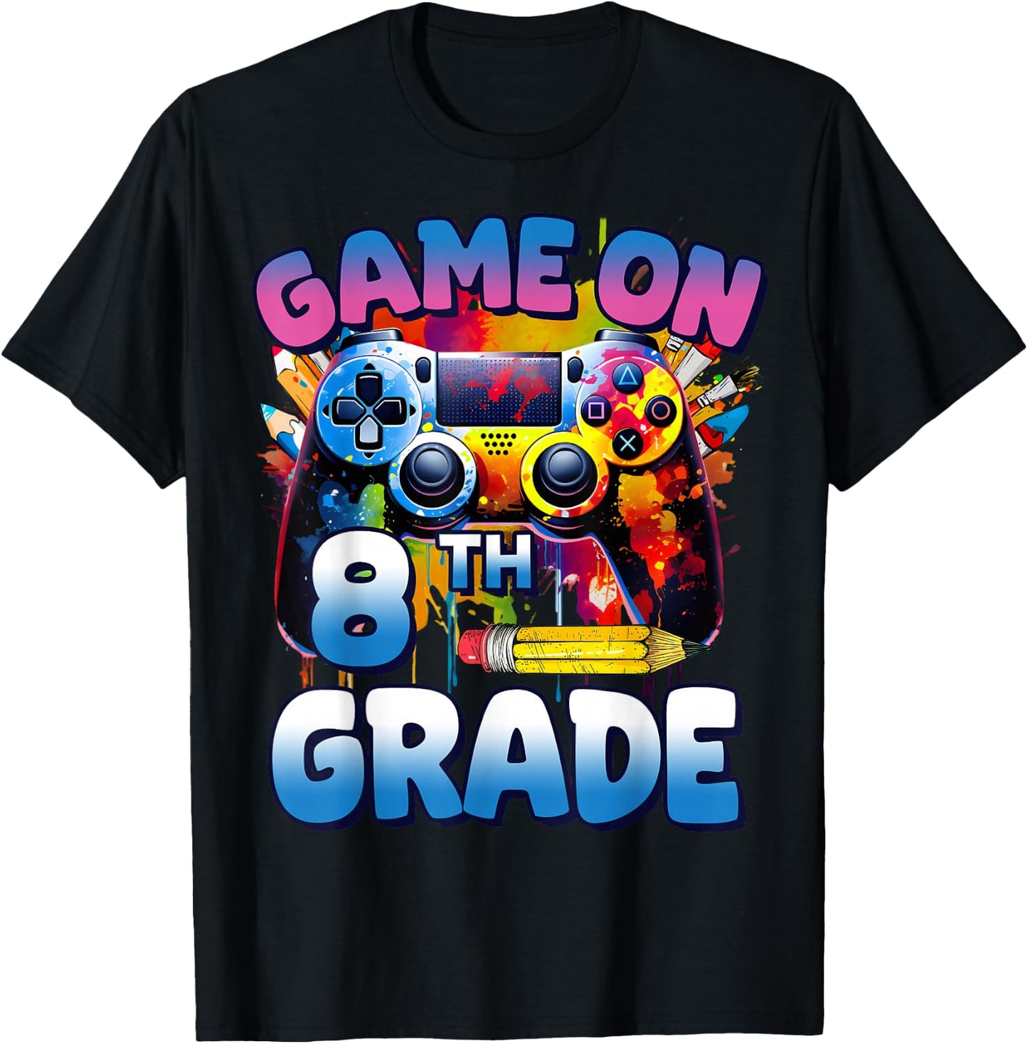 Game On 8th Grade First Day Gamer Shirt Boys T-Shirt - T-Shirt | Black