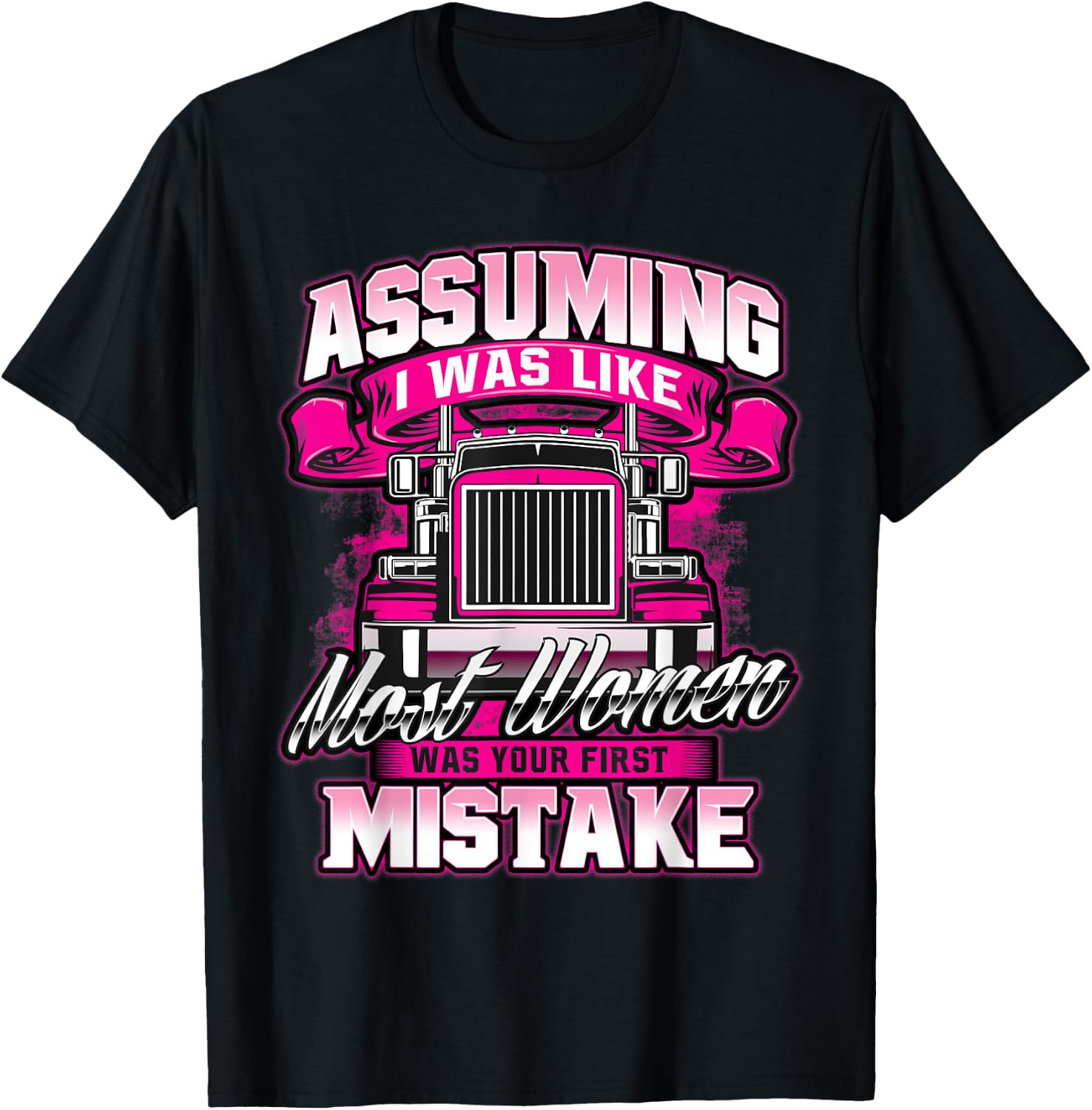 First Mistake - Female Semi Truck Driver Trucker Trucking T-Shirt - T-Shirt | Black