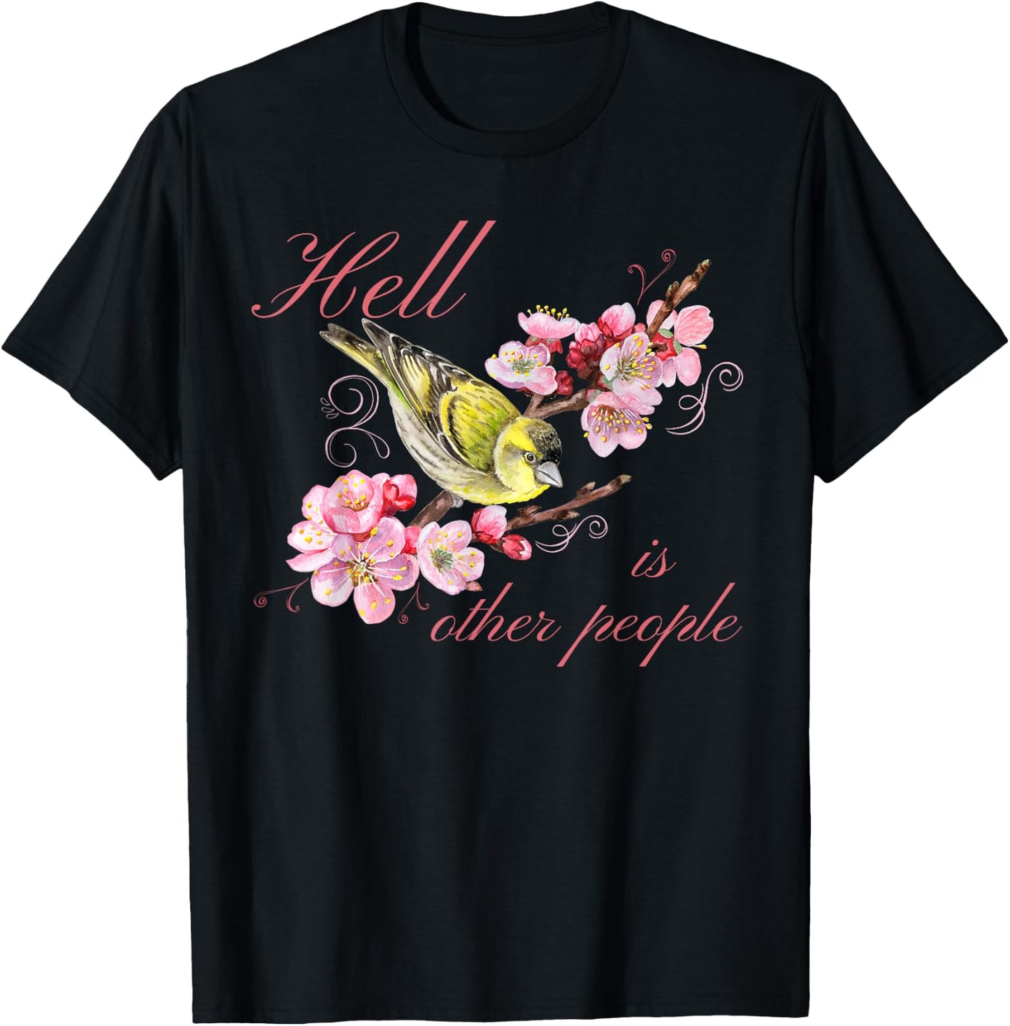 Funny Introvert Hell is Other People Floral Antisocial T-Shirt - T-Shirt | Black