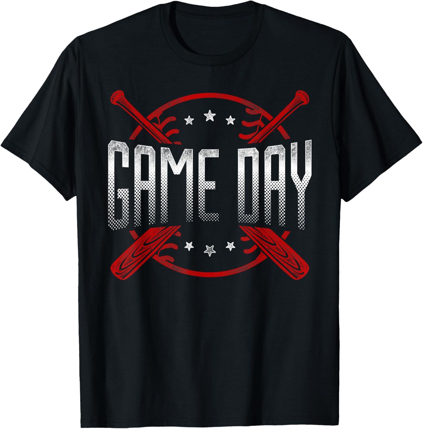 Baseball Fan Vintage Game Day T-Shirt - T-Shirt | Black