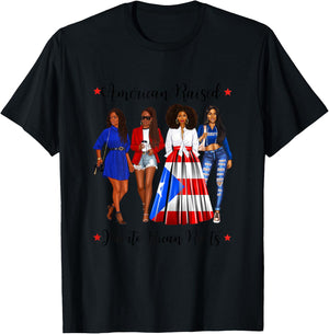 Afro Latina American Raised Puerto Rican Roots Rico T-Shirt - T-Shirt | Black