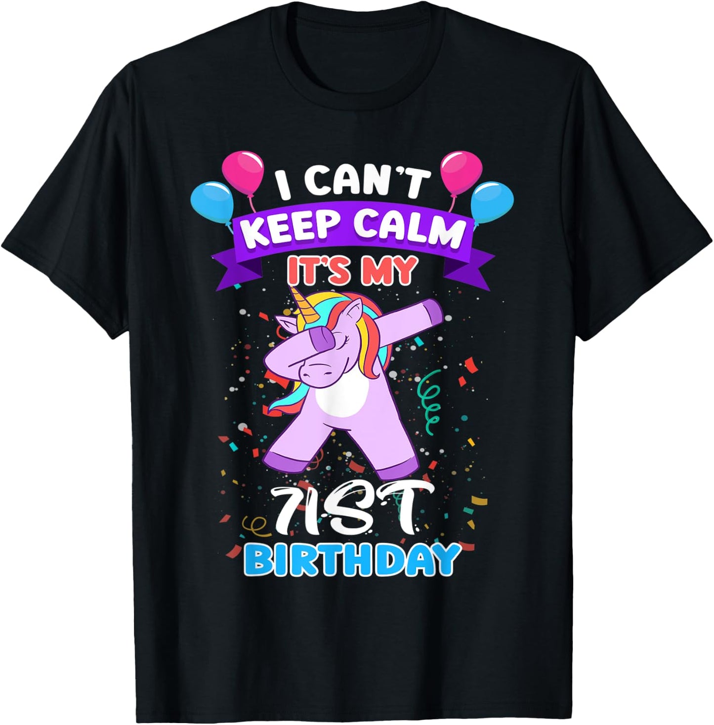 71th Birthday Unicorn Shirt For 71 Years Old Women At Age 71 T-Shirt - T-Shirt | Black