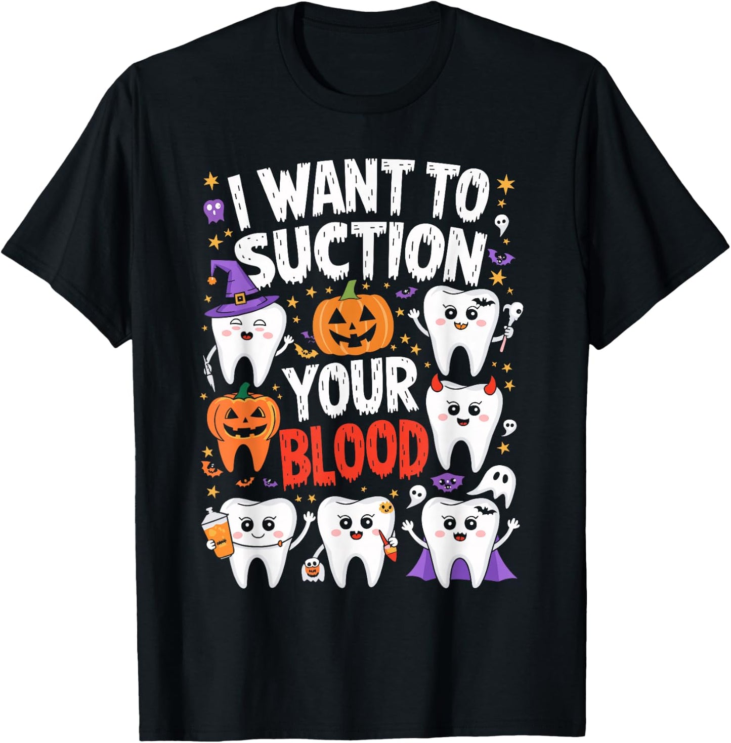 I Want To Suction Your Blood T Shirt Funny Halloween T-Shirt - T-Shirt | Black