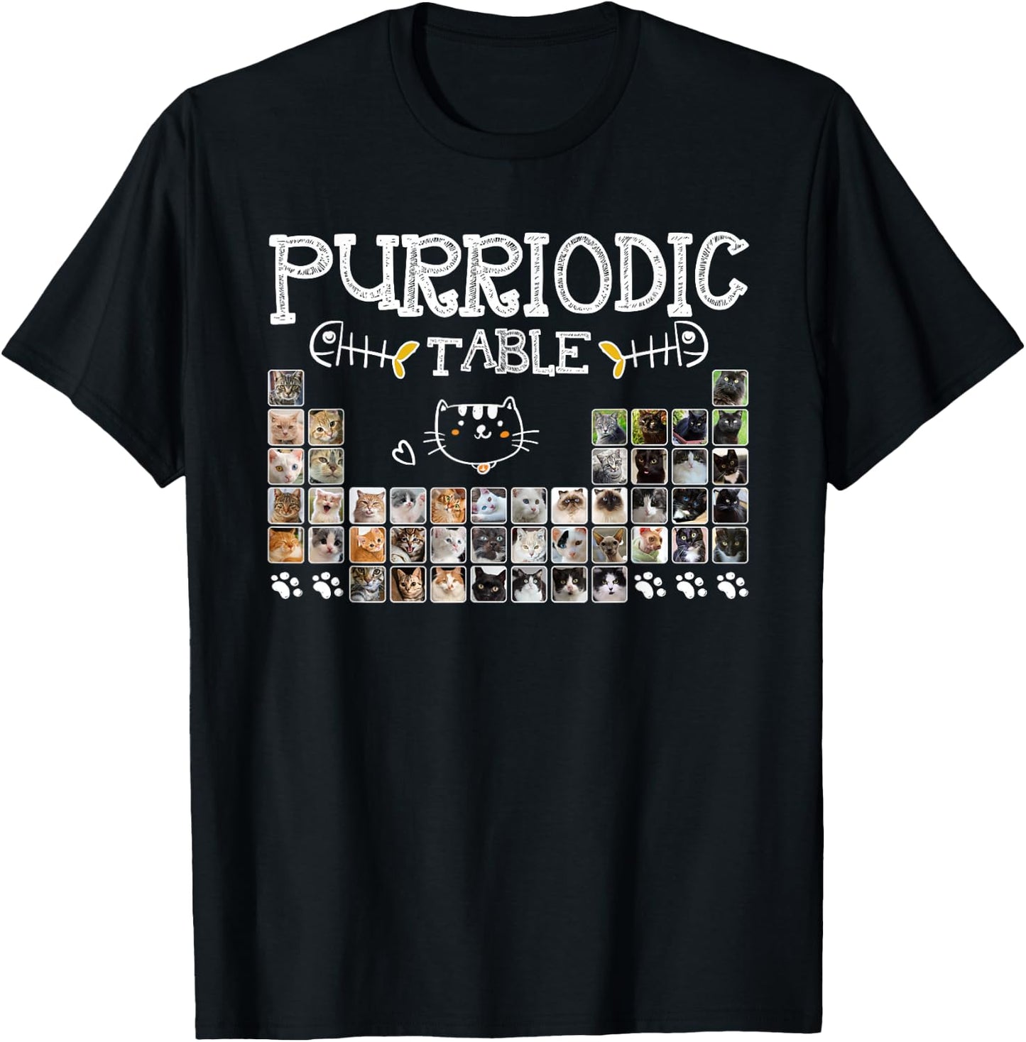 Purriodic Table Cat Funny Cat Chemistry Table of Elements T-Shirt - T-Shirt | Black