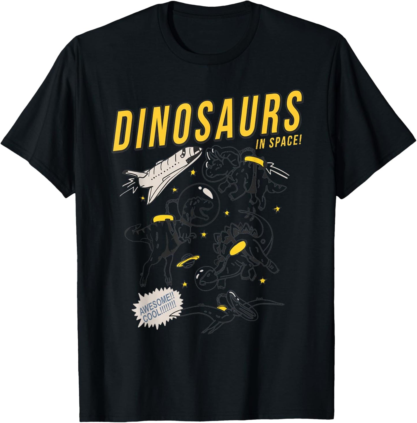 Funny Dinosaurs in space astronaut astrologist cartoon shirt T-Shirt - T-Shirt | Black