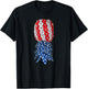 July Patriotic Red White Blue Upside Down Pineapple Swinger Women Men T-Shirt - T-Shirt | Black