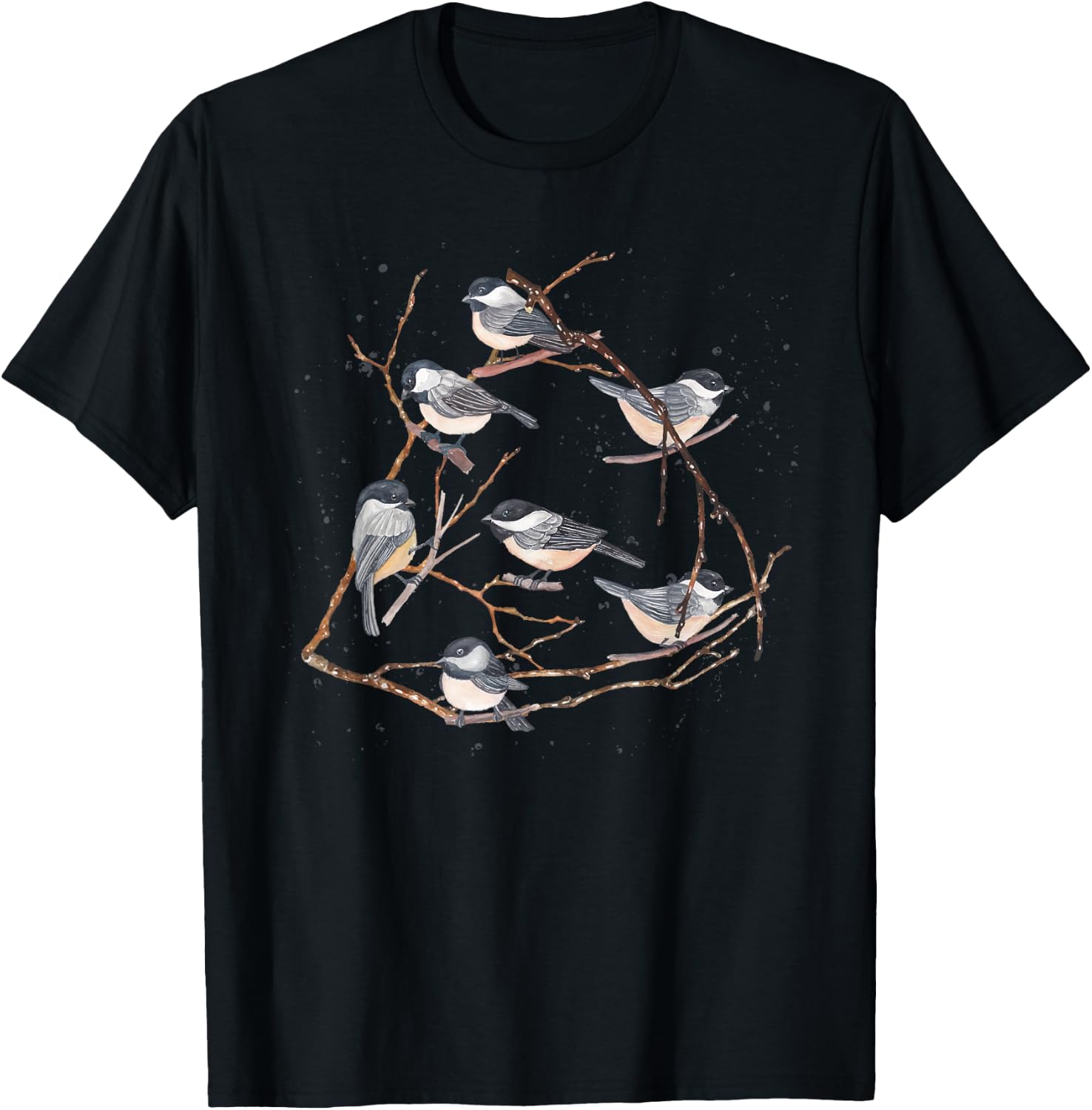 Chickadee Bird Watching Birding Nature Tree Branch Bird T-Shirt - T-Shirt | Black