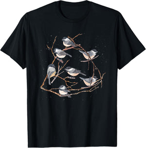 Chickadee Bird Watching Birding Nature Tree Branch Bird T-Shirt - T-Shirt | Black