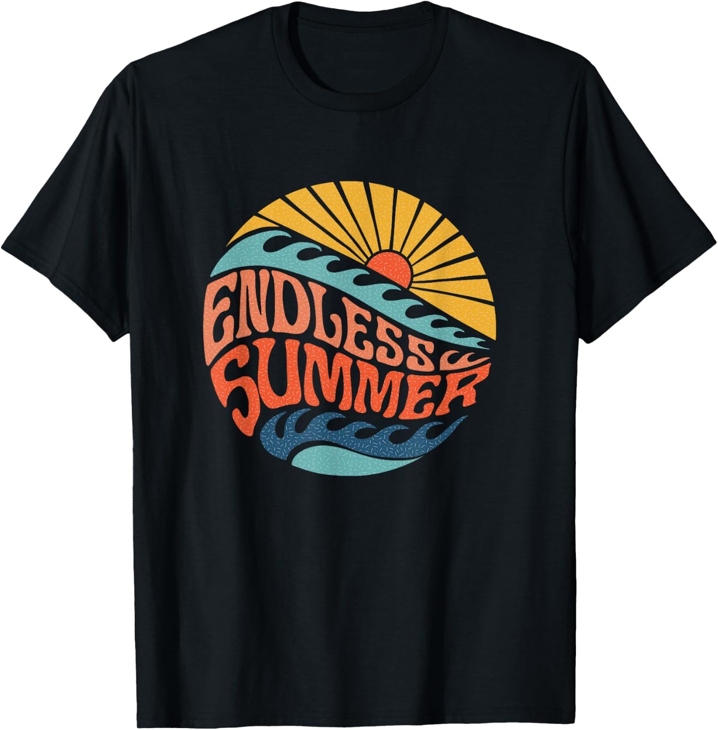 Endless Summer Vintage Retro Sixties Surf Beach 60's 70's T-Shirt - T-Shirt | Black