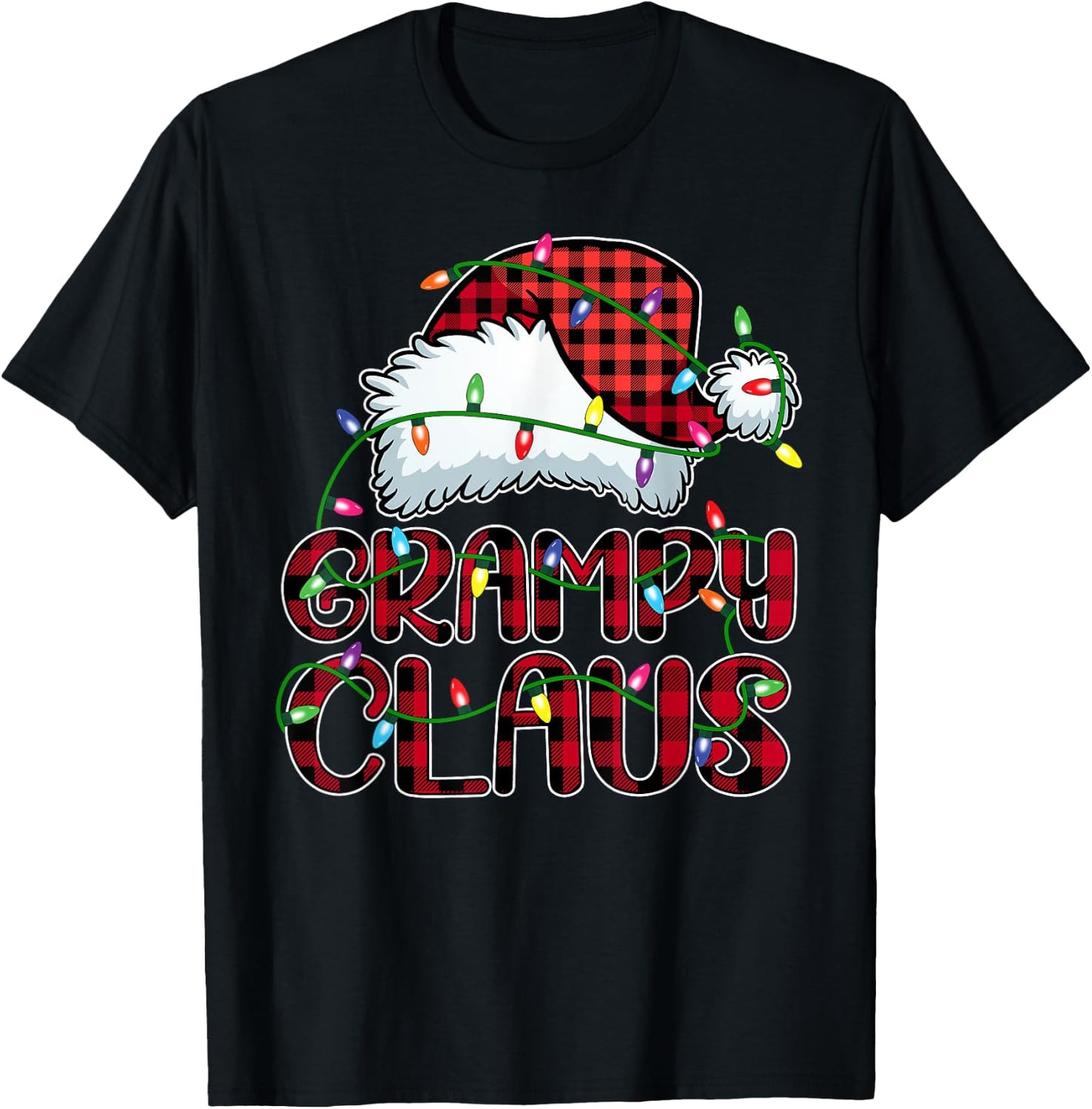 Grampy Claus Shirt Christmas Lights Pajama Family Matching T-Shirt - T-Shirt | Black