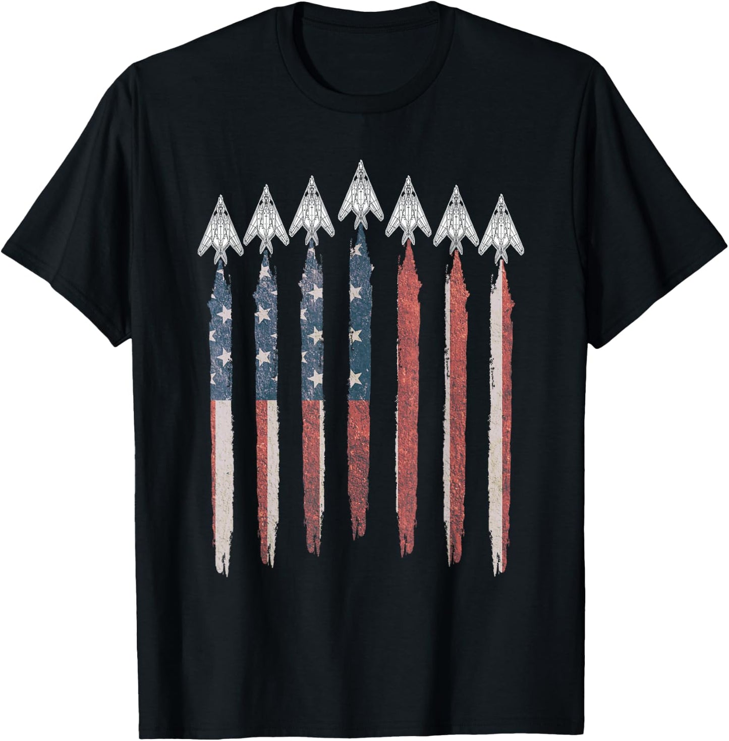 F117 Stealth Fighter Airplane USA Flag Nighthawk 4th Of July T-Shirt - T-Shirt | Black