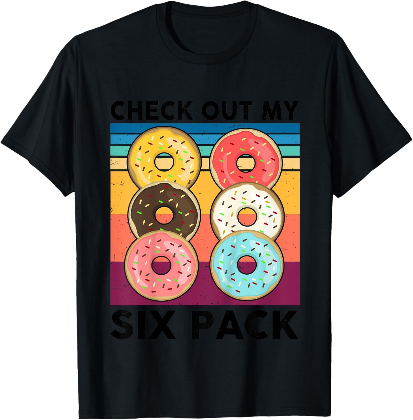 Donut Shirt Check Out My Six Pack 6-Pack Boys Girls Doughnut T-Shirt - T-Shirt | Black