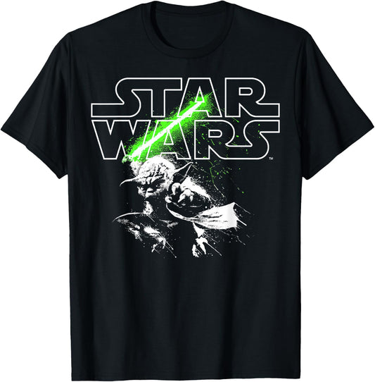 Star Wars Yoda Lightsaber Logo T-Shirt - T-Shirt | Black