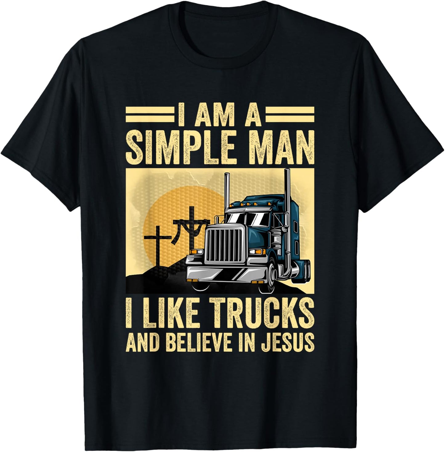 Trucking Religion Truckers Trucks And Jesus T-Shirt - T-Shirt | Black