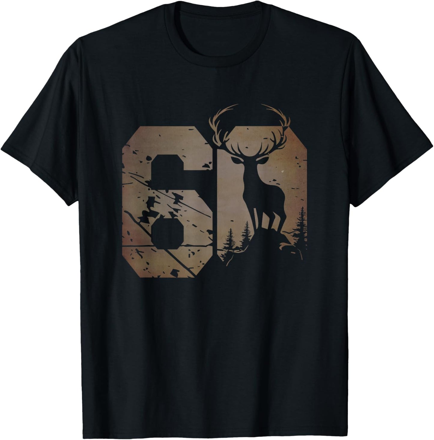 Deer motif for hunter 60th birthday or anniversary T-Shirt - T-Shirt | Black