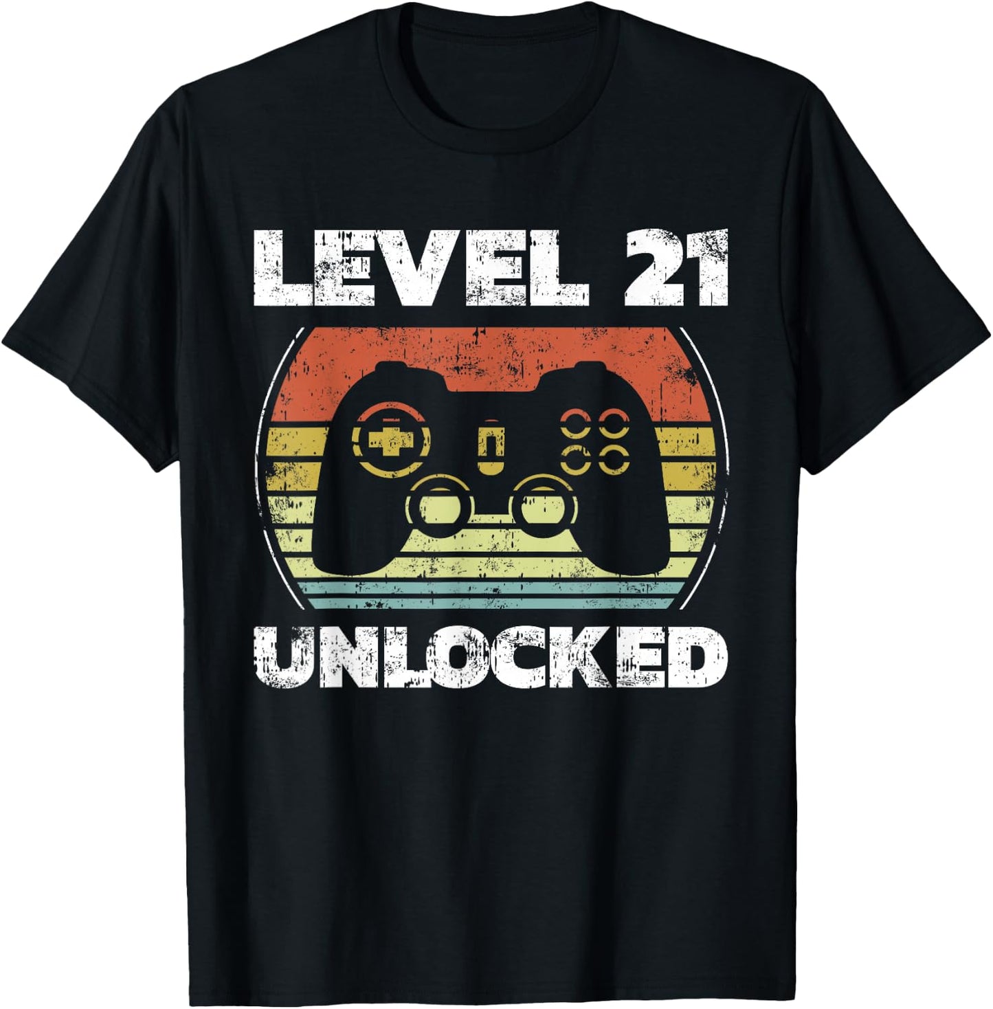 Level 21 Unlocked Funny Video Gamer 21st Birthday T-Shirt - T-Shirt | Black