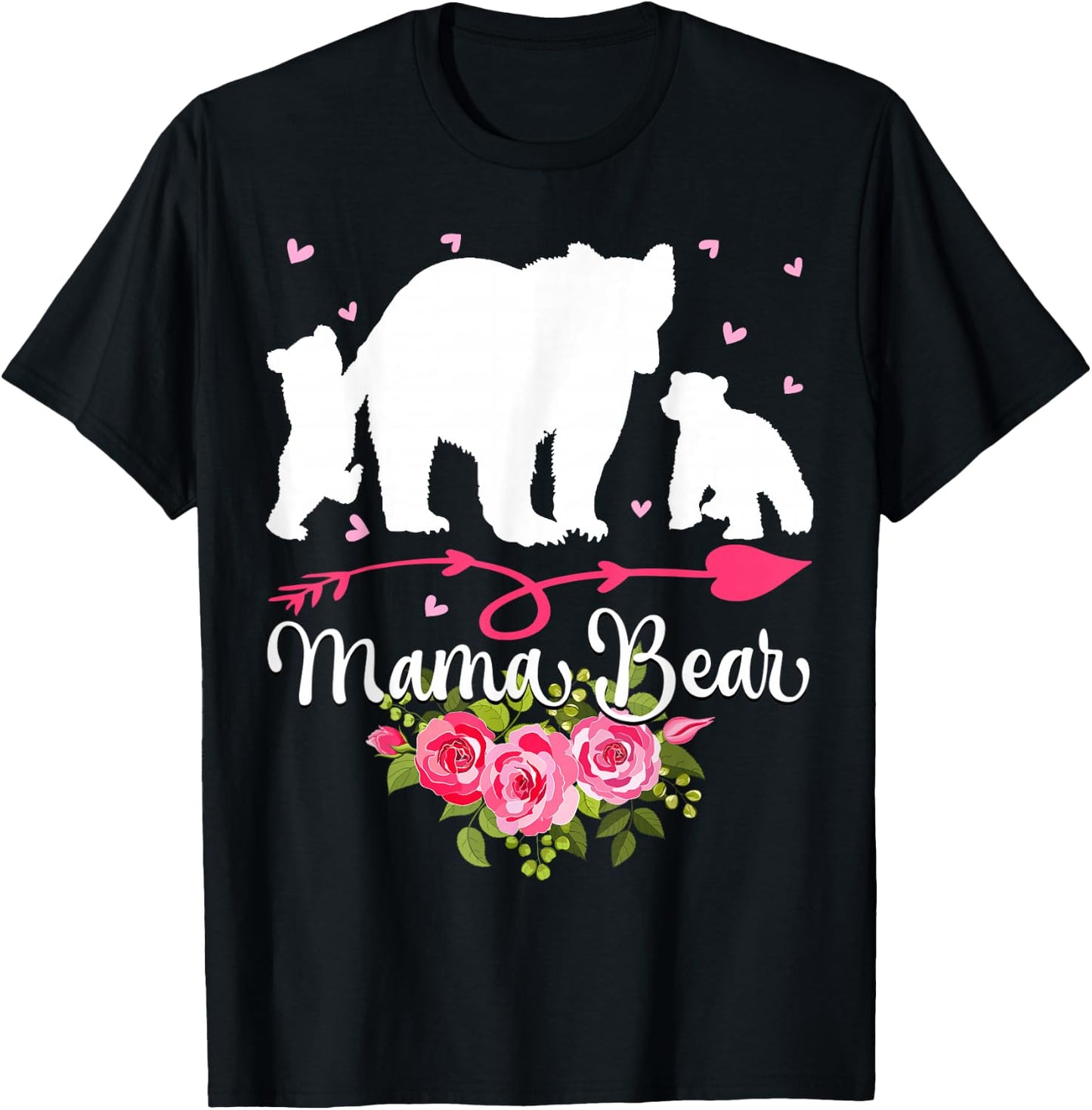 Mothers Day Mama Bear With 2 Cubs Cute T-Shirt - T-Shirt | Black
