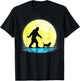 Cute Bigfoot Walking Basset Hound Full Moon Light Lovers T-Shirt - T-Shirt | Black