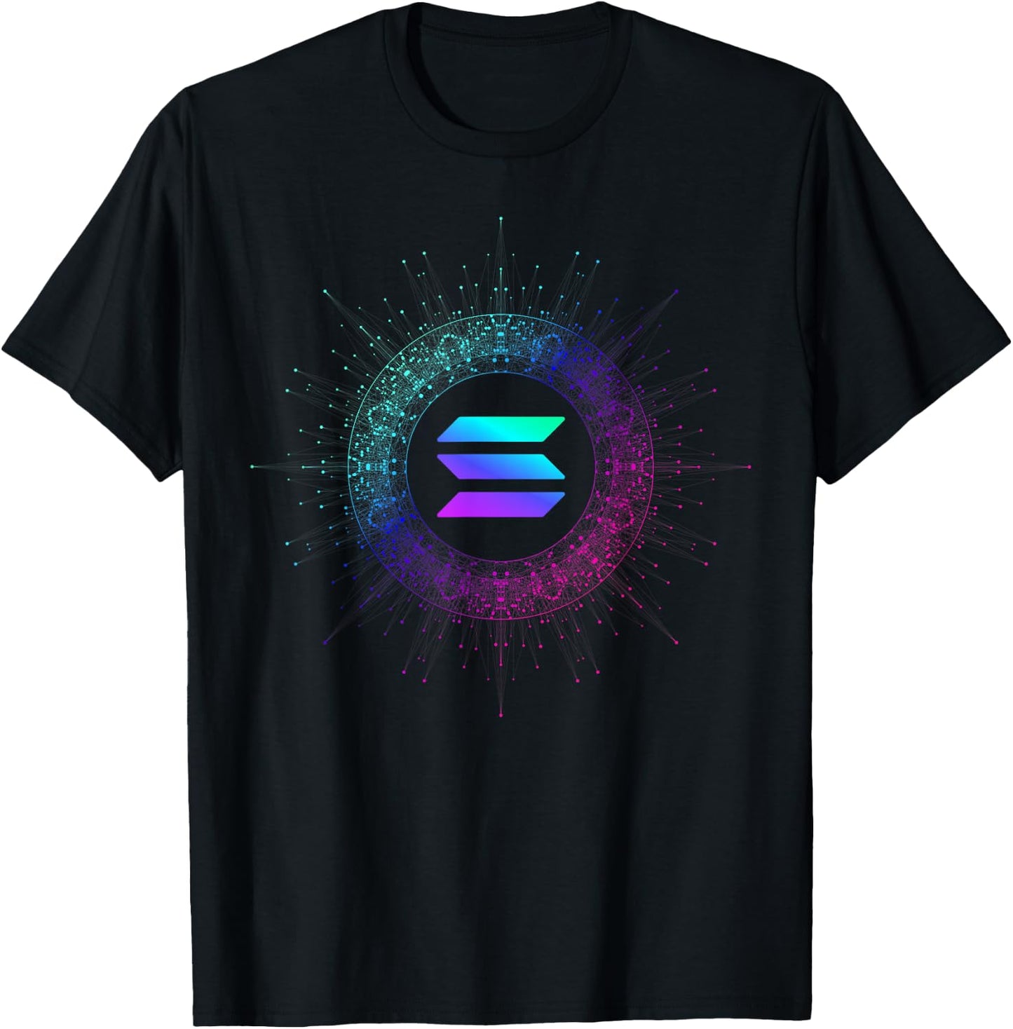 Abstract Solana SOL Logo Blockchain Coin | Colorful Solana T-Shirt - T-Shirt | Black