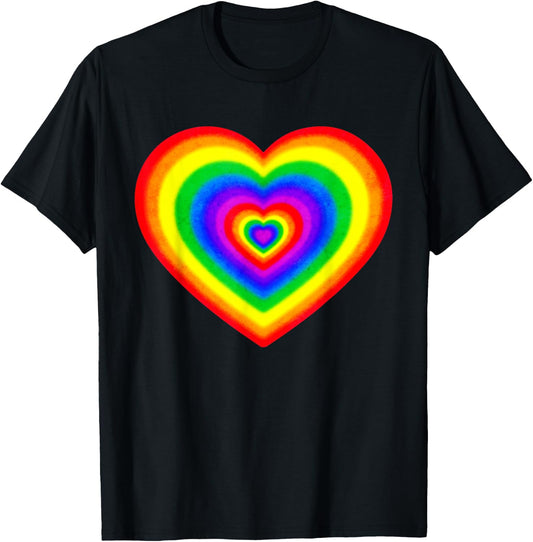 Kidcore Aesthetic Rainbow Heart Tie Dye 80s 90s Retro T-Shirt - T-Shirt | Black