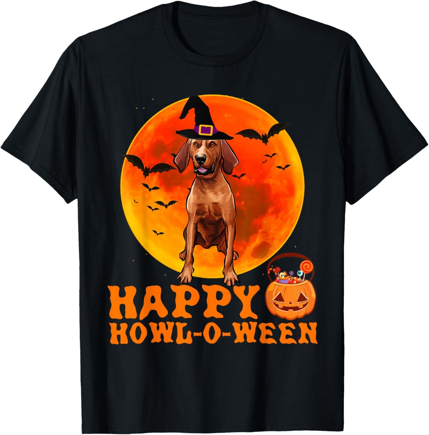 Funny Redbone Coonhound Dog Halloween Happy Howl-o-ween Women T-Shirt - T-Shirt | Black