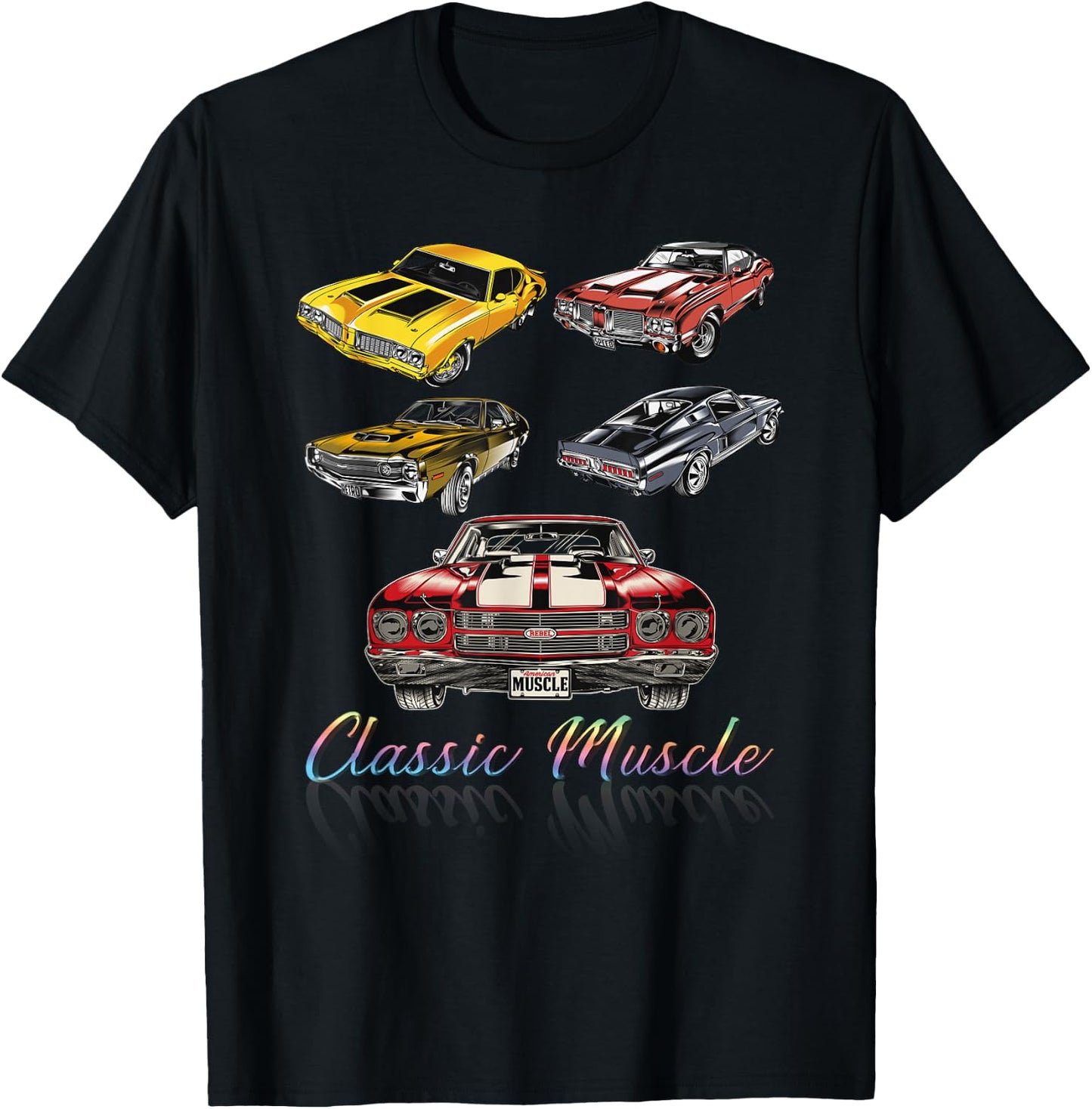 Classic Car American Muscle Cars Novelty T-Shirt - T-Shirt | Black